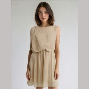 ASOS Cream Pleated Faux Wrap Bodice Sleeveless Grecian Dress Fit & Flare 6